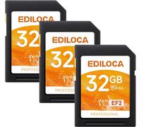 EF2 32GB SD Card, 3 Pack UHS-I SD Memory Card, Read 90MB/s, Write 20MB/s, C10, U1, V10, Full HD and 4K Video, SD Card for Professional Photographers