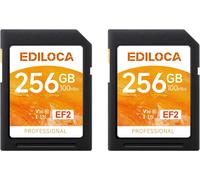 Ef2 Carte Sd 256Go, Lot De 2 Cartes,Carte Mémoire Sd Uhs-I, Lecture 100 Mo/S, Écriture 90 Mo/S, C10, U3, V30, Vidéo Full Hd Et 4K, Carte Sd Pour Photographes Professionnels