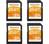 Ef2 Carte Sd 256Go, Lot De 4 Cartes,Carte Mémoire Sd Uhs-I, Lecture 100 Mo/S, Écriture 90 Mo/S, C10, U3, V30, Vidéo Full Hd Et 4K, Carte Sd Pour Photographes Professionnels