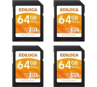 Ef2 Carte Sd 64Go, Lot De 4 Cartes,Carte Mémoire Sd Uhs-I, Lecture 100 Mo/S, Écriture 50 Mo/S, C10, U3, V30, Vidéo Full Hd Et 4K, Pour Photographes Professionnels