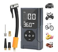 EFaith Compresseur À Air Portatif, gonfleur pneus voiture, Pompe À Velo Gonfleur Electrique, Gonfleur Pneu Sans Fil avec Batterie 3600mAh & 12V DC, LED et Arrêt Automatique Pour Voiture Vél Basket-bal