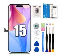 EFAITHFIX Écran LCD de rechange pour iPhone 15 de 6,1 pouces - Écran tactile 3D Full HD - Cadre numériseur (A2846, A3089, A3090, A3092) avec kit d'outils de réparation - Film protecteur d'écran
