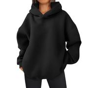 EFAN Sweat à Capuche surdimensionnés en Polaire pour Femmes, décontracté, Confortable, Tenue Automne 2024, Noir, Small