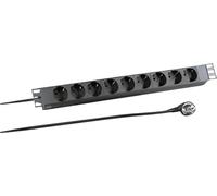 EFB 19" 1HE Steckdosenleiste 9x 2.0m ohne Schalter, schw.