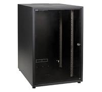 EFB 19Zoll Netzwerkschrank OFFICE SERIE 18HE 600X800 RAL9005 Schwarz IP20 ensemble complet vormontiert et zerlegbar Glasfront 45KG Traglast