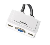 EFB Elektronik EB977 Commutateur KVM 2 Ports USB 2.0 VGA avec Câbles KVM inclus, Longueur 0.9m, Blanc, Compatible Audio, Indicateurs LED