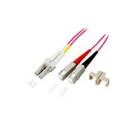 EFB Elektronik Câble Fibre Optique OM4 LC-SC 50/125µ 3m, Connecteurs Mâle, Full Duplex, Diamètre Cœur 50µm, Rose, RoHS, Température -20°C à 70°C