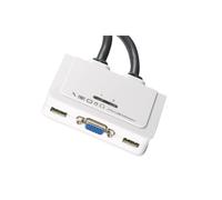 EFB Elektronik EB977 Commutateur KVM 2 Ports USB 2.0 VGA avec Câbles KVM inclus, Longueur 0.9m, Blanc, Compatible Audio, Indicateurs LED