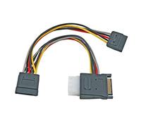 EFB Elektronik K5347.015 Interne 0.15m SATA 2 x SATA + Molex (4-pin) Noir câble électrique - cables électriques (Mâle/Femelle, Noir, 0,15 m, SATA 15-pin, 2 x SATA 15-pin + Molex (4-pin), Droit)