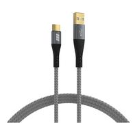 EFB Elektronik USB-AC-00003 : Câble USB 2.0 A vers C 2m, Taux 0.48 Gbit/s, Contacts Or, Power Delivery 60W 3A, Gaine Tressée PVC, Noir/Gris