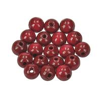 efco Lot de 53 Perles 1400828 en Bois perforées de 10 mm, Rouge foncé
