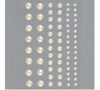 Efco Set de 72 Demi-Perles Autocollantes crème nacrées, diamètre 3, 5 et 7 mm, pour Scrapbooking