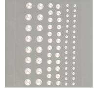 Efco Set de 72 Demi-Perles Blanches nacrées Autocollantes, diamètre 3, 5 et 7 mm, pour Scrapbooking