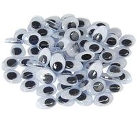 Efco Yeux Wobbly Ovale, en Plastique, Noir/Blanc, 10 x 8 mm, Lot de 100