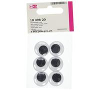 Efco Yeux Wobbly Rond, en Plastique, Noir/Blanc, 20 mm, Lot de 6