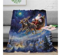 EFCQJZRZ Père Noël Impression Douce Moelleuse Flanelle Couverture De Lit Jeté De Canapé Convient Adultes Et Enfants Rester Chaud en Hiver pour Voyager Lit Ou Canapé 60x80inch(150x200cm)