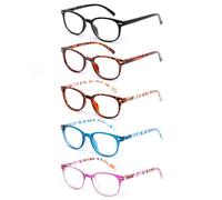 EFE Lunettes de Lecture pour Hommes Femmes Charnières à Ressort Mode Anti-Lumière Bleue Lunett D'ordinateur Anti-Fatigue Valeur Set de 5 De Couleurs melangees
