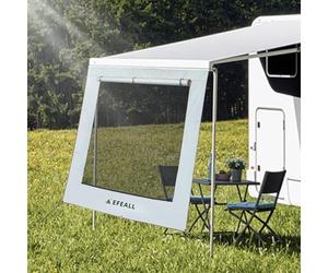 EFEALL Auvent pour Camping-car - Pare-vent avant 2 x 4,8 m, Protection UPF 50+, Résistant à la pluie, avec fenêtre panoramique réglable (tissu + filet), Auvent solaire pour rails de 5-7 mm