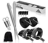 EFEALL Kit de Sangles Anti-tempête pour auvent avec 4 Crochets pour Camping-Cars Thule Omnistor, Sangle Auvent Caravane, Kit de Sangles Latérales avec Laisse Tempête, Accessoires de Camping-Car
