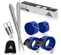 EFEALL Stormband Kit de Sangles Latérales pour équipement de Camping-Car pour Thule Omnistor, Sangle Tempête pour Auvent, Caravane, Kit de Sangles Latérales avec Laisse Tempête - Bleu