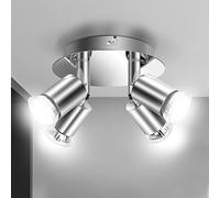 Efelandhome Plafonnier LED 4 Spot Orientable, Luminaire 4xGU10 Angle Réglable Éclairage de Plafond 220V Intérieur, pour Salon Chambre Cuisine Couloir(Sans Ampoules) Blanc