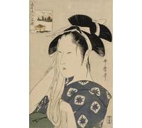 EfeMir Célèbre Impression Photo Affiches et Estampes l'amour du Yomeishu de Mangaji Portrait d'une femme estampe japonaise par Kitagawa Utamaro Pour la Décoration de Bureau 60x90cm