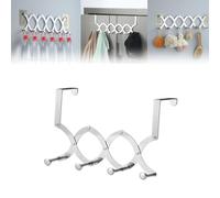 EFEMIR Cintre Rétractable en Métal, Crochet De Porte Réglable, Support Mural Pliable pour Le Rangement à Domicile, Cintre Pliable pour Chapeau Et Manteau (Big Hook,4 Hooks)