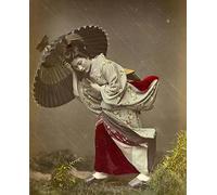 EfeMir De Célèbres Tableaux Images Abstraites Tirages Toile D'art Une femme surprise par une tempête de pluie par Kusakabe Kimbei Pour la Décoration de la Chambre à Coucher 60x90cm