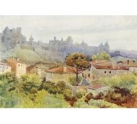 EfeMir Images Abstraites Tirages Toile D'art De célèbres tableaux Cité de Carcassone par Alexander Henry Hallam Murray pour la décoration de la chambre à coucher 60x90cm