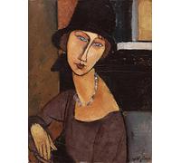 EfeMir Images Abstraites Tirages Toile D'art De célèbres tableaux Jeanne Hebuterne portant un chapeau par Amedeo Modigliani pour la décoration de la chambre à coucher 60x90cm