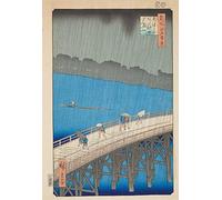 EfeMir Impression Photo Affiches et Estampes Célèbre Averse sur le pont Ohashi Atake par Utagawa Hiroshige pour la décoration de bureau 60x90cm