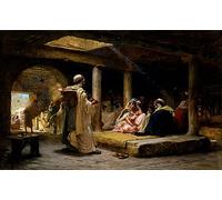 EfeMir Tableaux sur Toile Image Imprimén Célèbre Café à Biskra Algérie par Frederick Arthur Bridgman pour la décoration murale 60x90cm