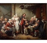 EfeMir Toile Avec Image HD Imprimer Posters De Célèbres Tableaux l'Accord de Village de Jean Baptiste Greuze Pour la Décoration du Salon 60x90cm