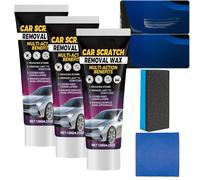 Efface-rayures pour voiture, kit de cire et de polish avec éponge, réparation de rayures, efface-rayures, efface-rayures,Rénovateur de peinture pour tous véhicules (3PCS)