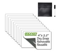 Effacer les notes collantes a sec. Stickers de tableau blanc reutilisables 4 """" x2.5 """" 12 pack. Convient a toute surface lisse. Ideal pour les e