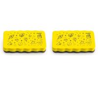 Effaceur magnétique Trodat pour tableau blanc - de couleur jaune - Taille : 10,5 x 5,5 x 1,8 cm - idéal pour enlever toutes les marques de feutres sur tableau blanc (Lot de 2)