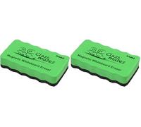 Effaceur magnétique Trodat pour tableau blanc - de couleur vert - Taille : 10,5 x 5,5 x 1,8 cm - idéal pour enlever toutes les marques de feutres sur tableau blanc (Lot de 2)