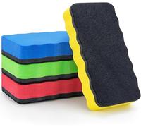 Effaceur Tableau Blanc 4 Pièces 4 Couleurs, Brosse Tableau Blanc Bleue Magnétique, Effaceur Ardoise pour Nettoyage à Sec Nombreuses Surfaces, Eponge Tableau Blanc pour Tableaux Noirs et Verre