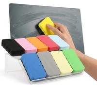 Effaceur Tableau Blanc Magnétique - Lot de 10 Eponges Effaçables 10 Couleurs - Brosse Nettoyage à Sec Sans Trace pour Frigo, École, Bureau et Maison - Design Ergonomique et Durable