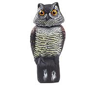 Effaroucheur d’Oiseaux d'Hibou Chouette Épouvantail, Répulsif Pigeon avec Tête Rotative à 360 ° Effrayer, Hibou Statues Anti-Oiseaux Epouvantail pour Jardin Extérieur Cour Balcon