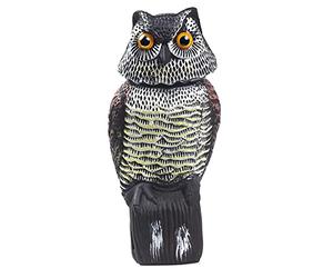 Effaroucheur d’Oiseaux d'Hibou Chouette Épouvantail, Répulsif Pigeon avec Tête Rotative à 360 ° Effrayer, Hibou Statues Anti-Oiseaux Epouvantail pour Jardin Extérieur Cour Balcon