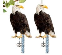 Effaroucheur d'oiseaux Hibou, effaroucheurs d'oiseaux pour Jardins 2 pièces effaroucheur de leurre de Hibou imperméable réaliste avec Ruban dissuasif et Cloche pour étang Toit Maison Garage