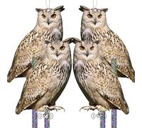 Effaroucheur Oiseaux, Anti Pigeon Extérieur Repulsif Pigeon, Corbeau Anti-Pigeon, Effaroucheur Pigeons Balcon, Hibou Anti Pigeons, Epouvantail Balcon Jardin 4 Pièces Carton