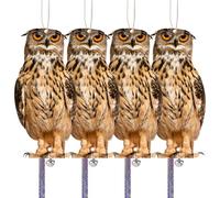 Effaroucheur Oiseaux, Anti Pigeon Repulsif Pigeon, Effaroucheur Pigeons Balcon, Corbeau Anti-Pigeon, Hibou Anti Pigeons, Epouvantail Balcon Jardin 4 Pièces Carton