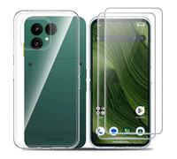 Effcotuo Coque pour Fairphone 6 Case avec 2 Verre Trempé Protection écran Deux, Transparent Soft Etui Silicone TPU Cover Housse Absorption de Choc et Anti-Scratch Housse étui