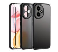 Effcotuo Coque pour Honor 400 5G Case avec 2 Verre Trempé Protection écran Anti-Chute Silicone Souple + PC Givré Coque, Etui Translucide Mat Arrière Housse Fine Antichoc - Noir