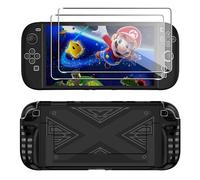 Effcotuo Coque pour Nintendo Switch 2 (2025) Case avec 2 Verre Trempé Protection écran, Matériaux Composites PC + TPU, Anti-Rayures et Absorbant Les Chocs, Protection Complète - Noir