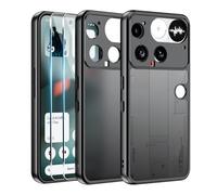 Effcotuo Coque pour Nothing Phone 3 Case avec 2 Verre Trempé Protection écran Anti-Chute Silicone Souple + PC Givré Coque, Etui Translucide Mat Arrière Housse Fine Antichoc - Noir