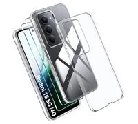 Effcotuo Coque pour Redmi 15 5G / 4G (171) Case avec 2 Verre Trempé Protection écran Deux, Transparent Soft Etui Silicone TPU Cover Housse Absorption de Choc et Anti-Scratch Housse étui