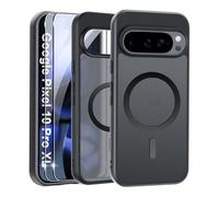 Effcotuo Magnétique Coque pour Google Pixel 10 Pro XL 5G Case avec MagSafe avec 2 Verre Trempé Protection écran Deux, Acrylique Givré Coque Etui Translucide Mat Arrière Housse Fine Antichoc - Noir